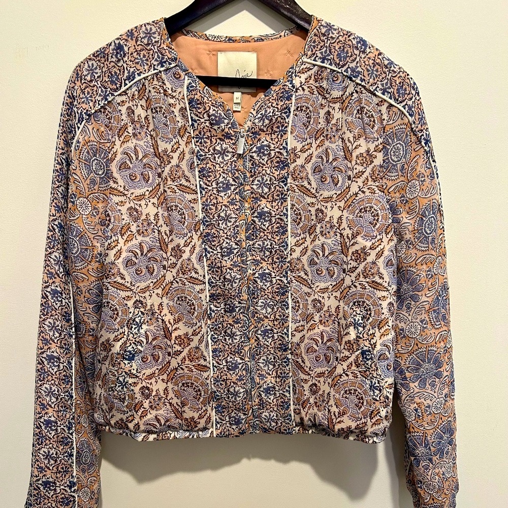 Like New (EUC) Joie Mixed Print Floral Silk Bomber Jacket (Size M)